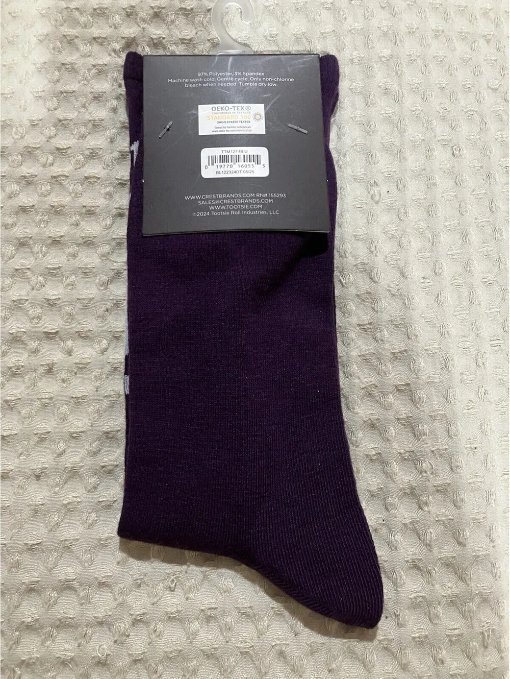 Tootsie Roll POP GRAPE Men's Size 10-13 Pair of Deep Purple Crew Socks NWT